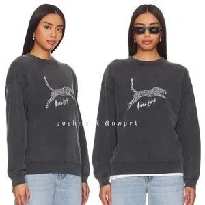 【アニービン】SPENCER SWEATSHIRT SPOTTED スウェット Washed Black Spencer Sweatshirt Spotted Leopard | Anine Bing